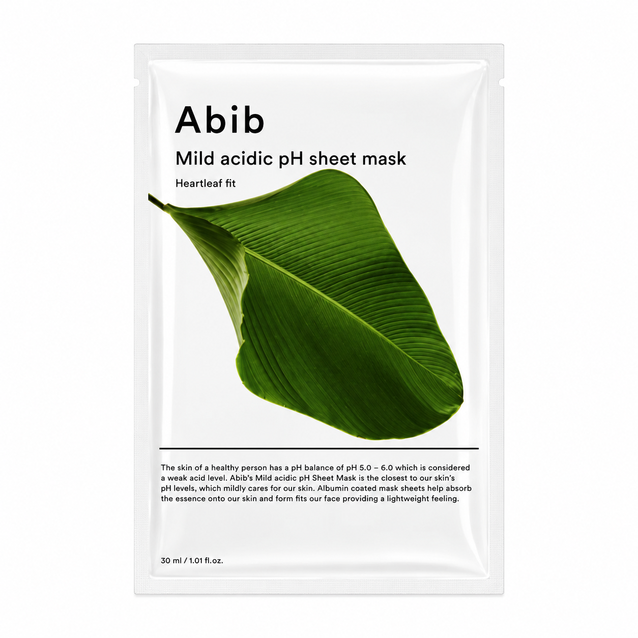 0baf4799-4350-4d5c-8728-e1e04edf9eda Abib - Mild Acidic pH Sheet Mask Heartleaf Fit, 1 sheet - Image 1