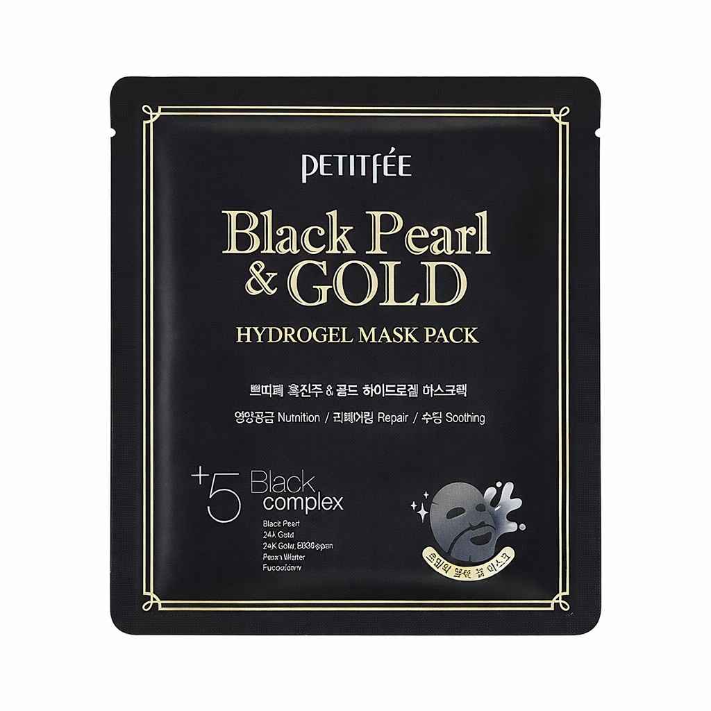 66181fbc-e216-4d78-b1e3-5e34c1664cd Petitfee - Black Pearl & Gold Intensive Hydrogel Mask Pack, 32g, 1 piece - Image 1