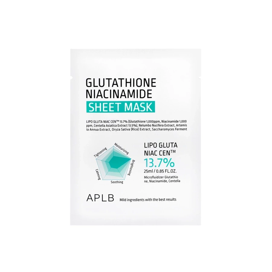 APLB-Glutathione-Niacinamide-Sheet-Mask-25ml-koreashop APLB - Glutathione Niacinamide, Beauty Sheet Mask, 1 sheet, 25ml - Image 1
