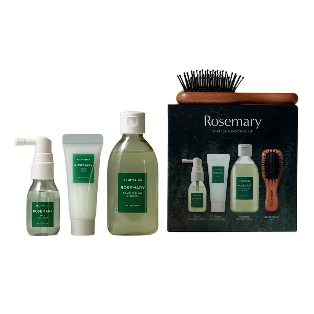 AROMATICA-Rosemary-Scalp-Scaling-Trial-Kit-4-Pcs-Korean-Haircare-PURESEOUL-UK-KBeauty-Shop-2_1800x1800 Aromatica - Rosemary Scalp Scaling Trial Kit (With Mini Wooden Hair Brush) - 1set (4items) - Image 1