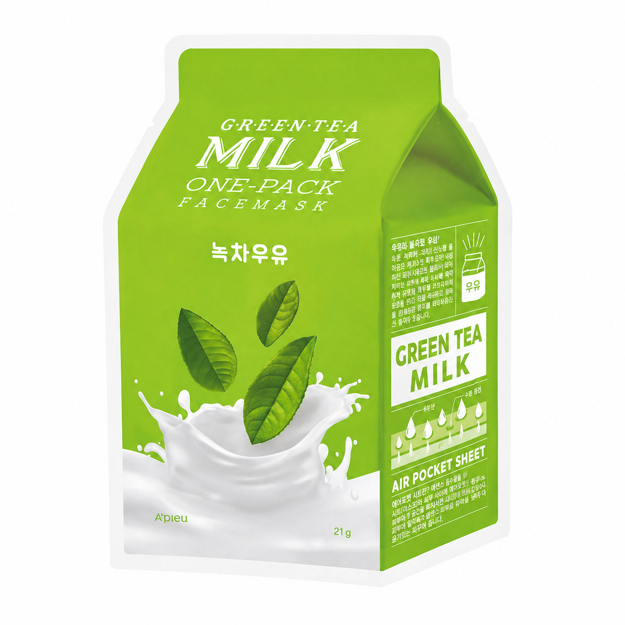 Apieu-Green-Tea-Milk-One-Pack-Face-Mask-1sheet A'pieu - Green Tea Milk One-Pack Face Mask, 1sheet - Image 1
