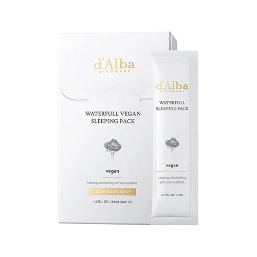 DALBA-Waterfull-Vegan-Sleeping-Pack-Korean-overnight-cream-for-all-skin-types-PURESEOUL-UK-Kbeauty-Shop-2 d'Alba - Waterfull Vegan Sleeping Pack, 4ml * 12pc - Image 1