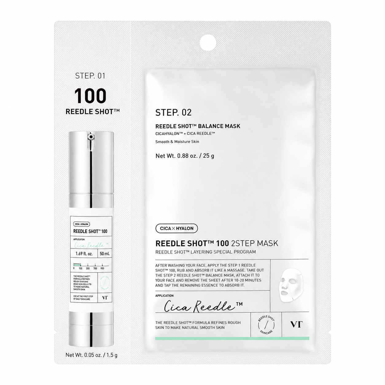 VT-Cosmetics-Reedle-Shot-100-2Step-Mask-5-sheets VT Cosmetics - Reedle Shot 100 2Step Mask, 5 sheets - Image 1