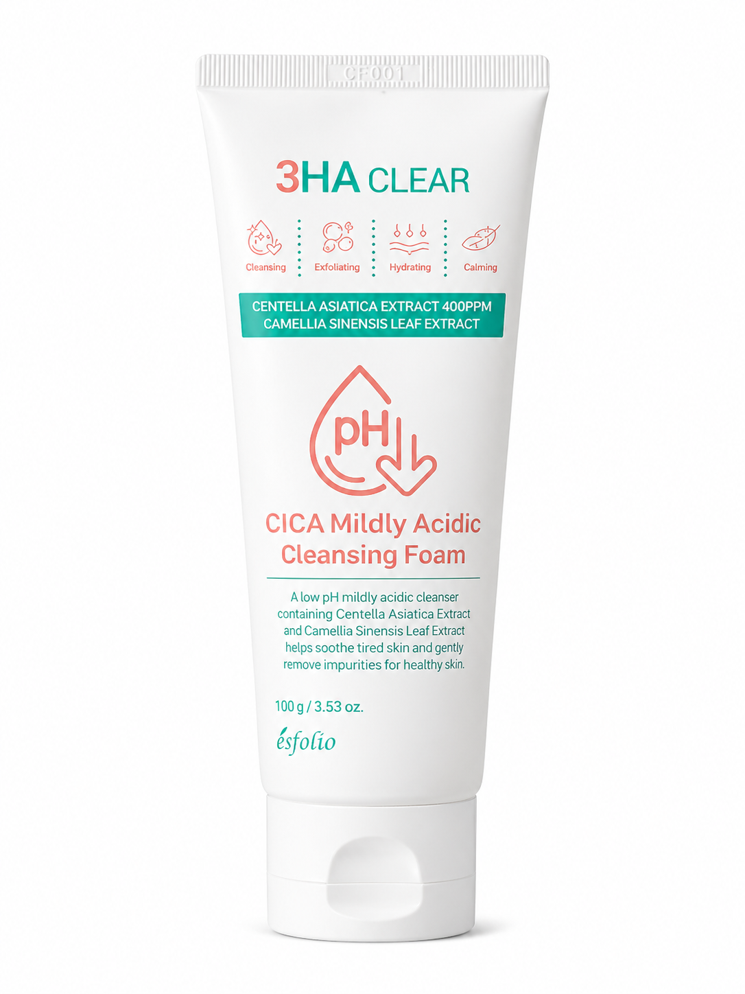 c62aaa00-4c9b-4b9d-a87b-0768a7c7d832 Esfolio - 3HA Clear Cica Mildly Acidic Cleansing Foam, 100g - Image 1