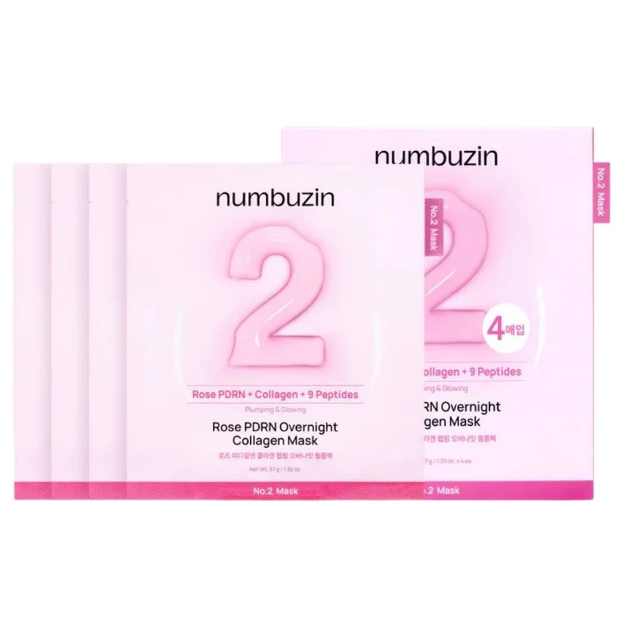 numbuzin-no-2-rose-pdrn-overnight-collagen-mask-4-pieces-nbz541-1197060781 Numbuzin - No.2 Rose PDRN Overnight Collagen Mask, 1 Box, 37g x 4ea - Image 1
