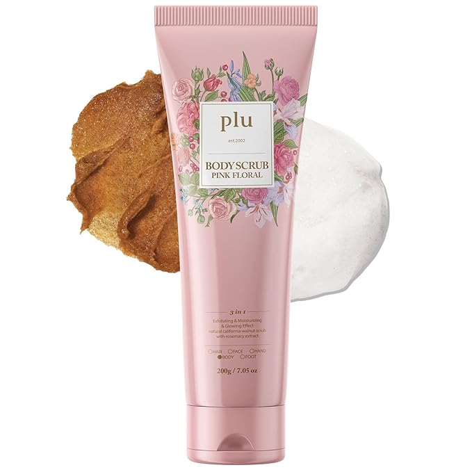 plupinkfloralbodyscrub1 plu - Body Scrub Pink Floral, 200g - Image 1
