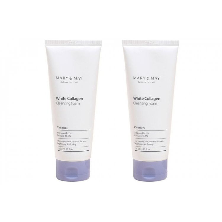 white_collagen_duo-1 Mary & May - White Collagen Cleansing Foam Duo Twin Pack, 150ml - 2ea - Image 1